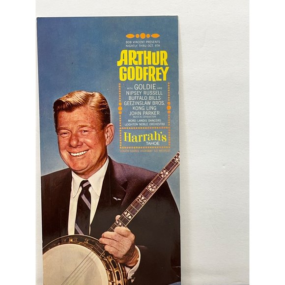 1963 Authur Godfrey at Harrahs Lake Tahoe Casino Hotel Vintage Postcard Handbill - Picture 4 of 4
